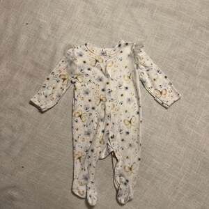Shabby Chic Baby Girl Butterfly Print Footed Sleeper with Shoulder Tulle Ruffle